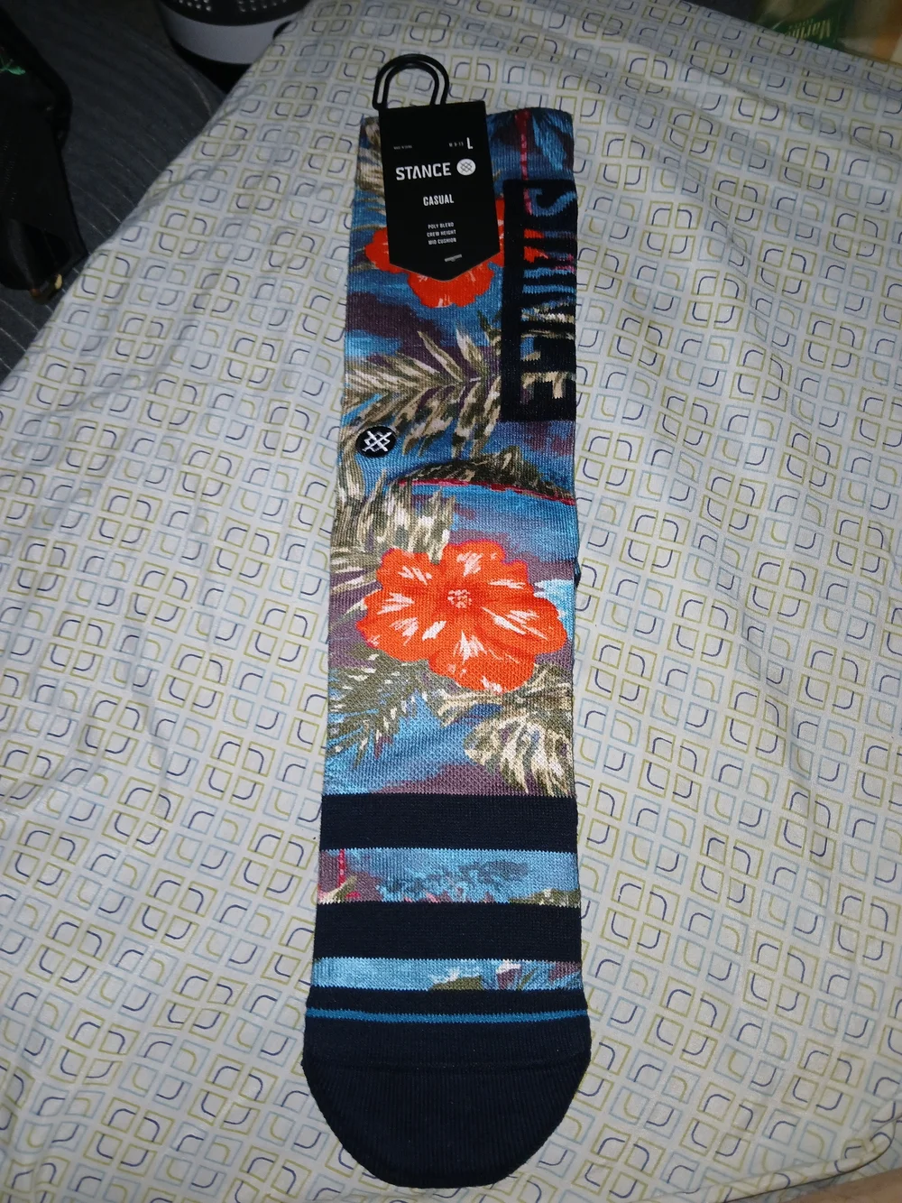 Stance Men's Casual Floral Crew Socks - Blue/Orange